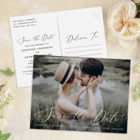 Delicate Script Photo Wedding Save The Date