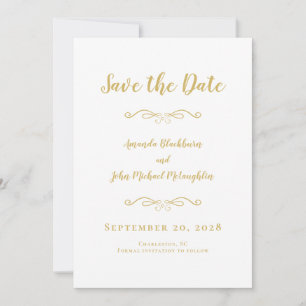 Delicate Script Romantic Calligraphy Elegant Gold Save The Date