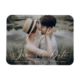 Delicate Script   Save The Date Photo Magnet