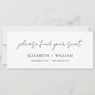 Delicate Script Wedding Table Seating Header Card