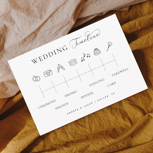Delicate Script Wedding Timeline Order of Events Enclosure Card (Creator Uploaded)