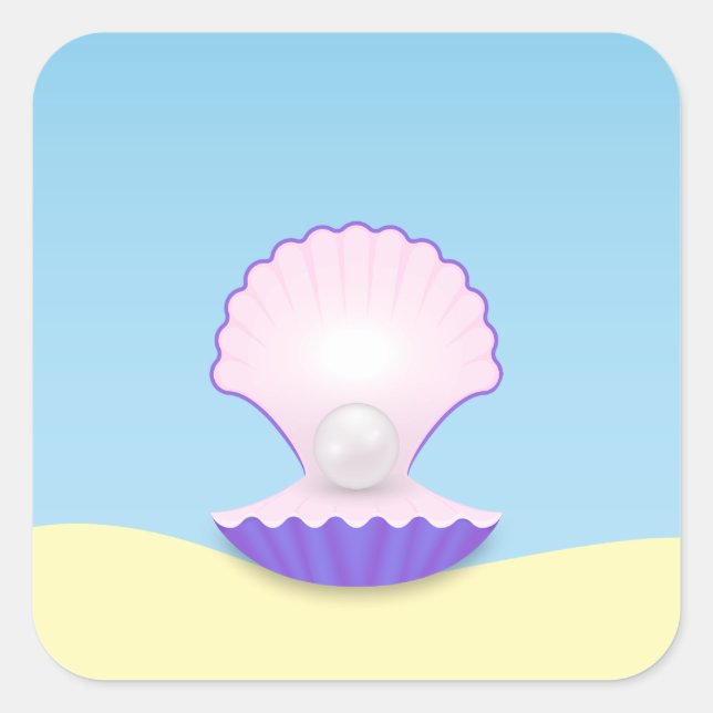 Delicate Seashell Square Sticker (Front)