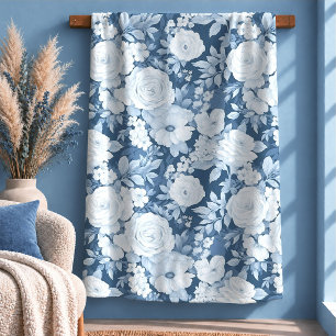 Delicate Shabby Chic Light Blue White Blanket