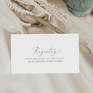 Delicate Silver Calligraphy Gift Registry Enclosure Card