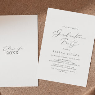 Delicate Silver Calligraphy Graduation Party Invitation