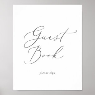 Delicate Silver Calligraphy Guest Book Sign