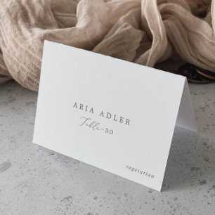 Delicate Silver Calligraphy Menu Option Place Card