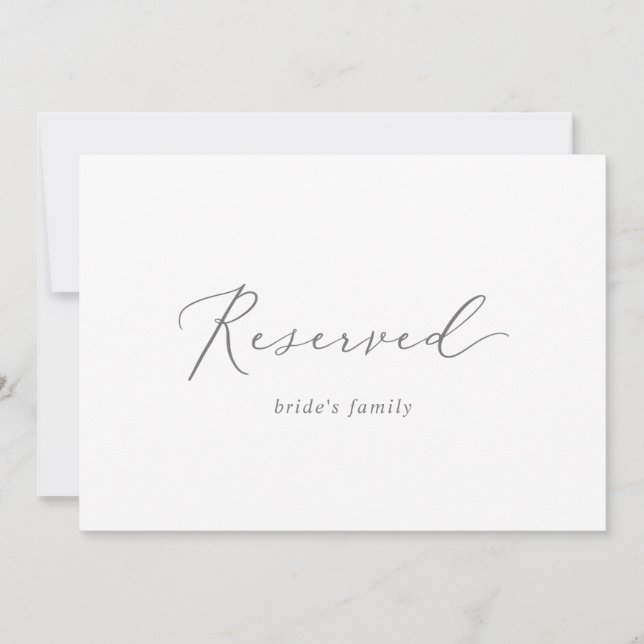 Delicate Silver Calligraphy Reserved Sign (Front)