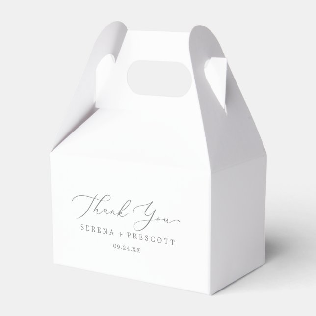 Delicate Silver Calligraphy Thank You Favour Box (Front Side)