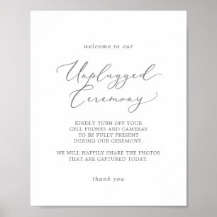 Delicate Silver Calligraphy Unplugged Ceremony Poster