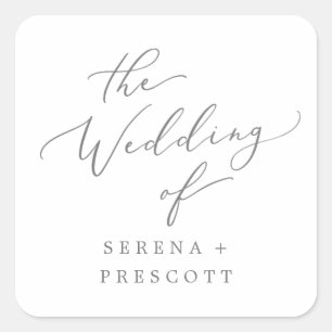 Delicate Silver Calligraphy Wedding Envelope Seals