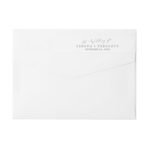 Delicate Silver Calligraphy Wedding Wrap Around Label