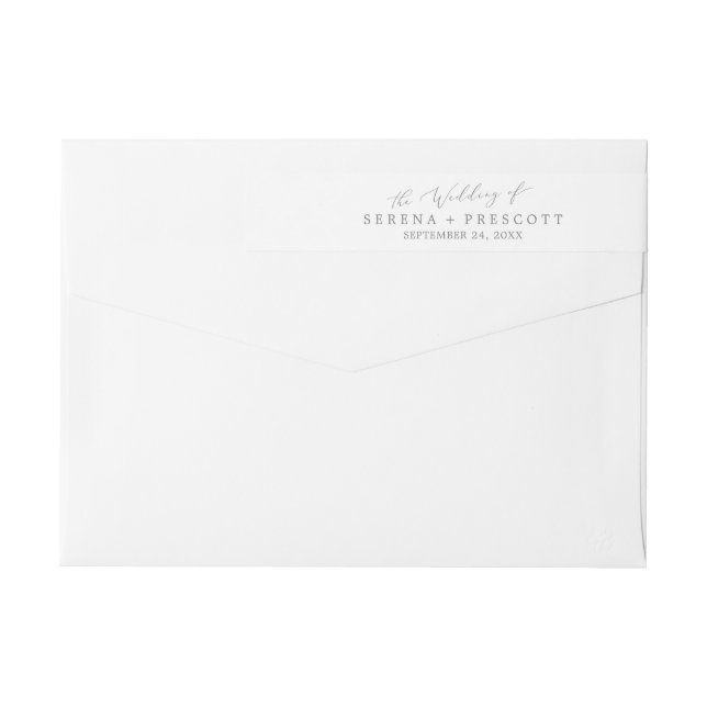 Delicate Silver Calligraphy Wedding Wrap Around Label (Back)