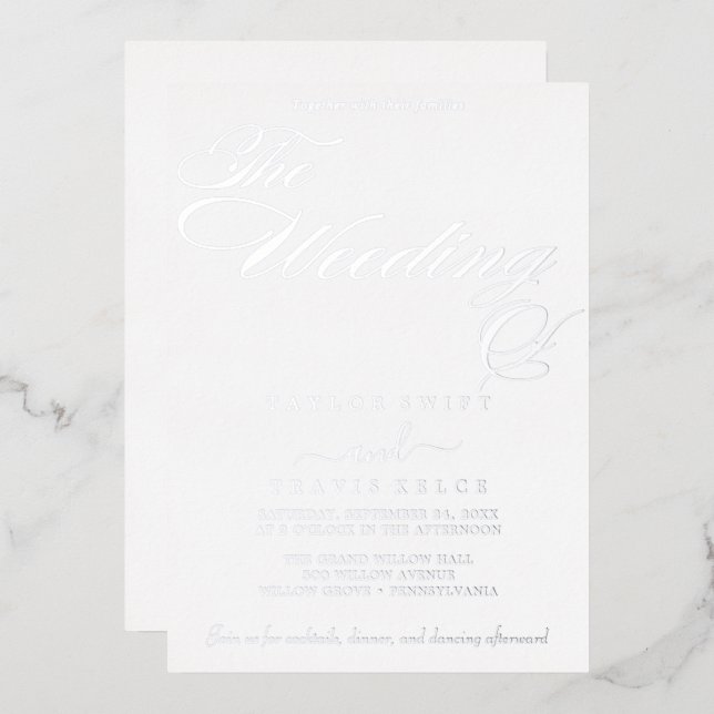 Delicate Silver Foil Calligraphy | The Wedding Of  (Front/Back)