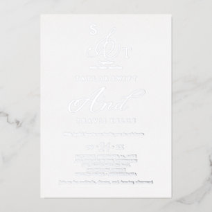 Delicate Silver Foil   Formal Monogram Wedding