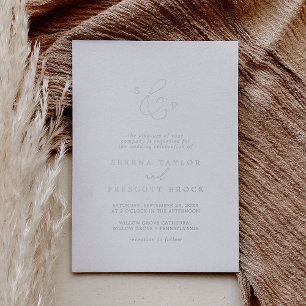 Delicate Silver Foil Formal Monogram Wedding