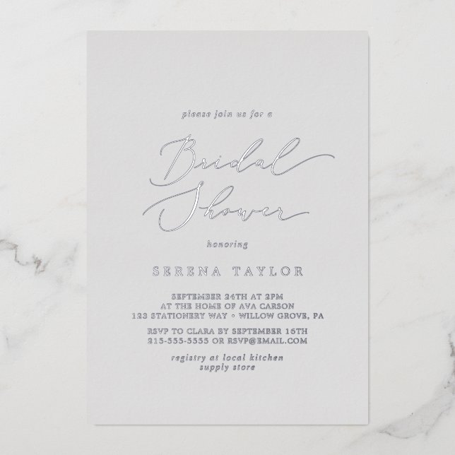 Delicate Silver Foil | Grey Bridal Shower (Front)
