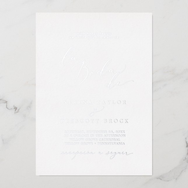 Delicate Silver Foil La Boda De Wedding (Front)