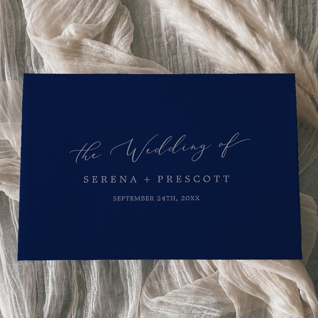 Delicate Silver Grey and Navy Monogram Wedding Guest Book (Creator Uploaded)