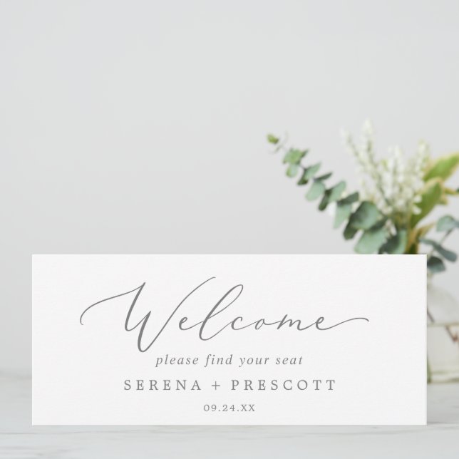 Delicate Silver Hanging Seating Chart Header (Standing Front)
