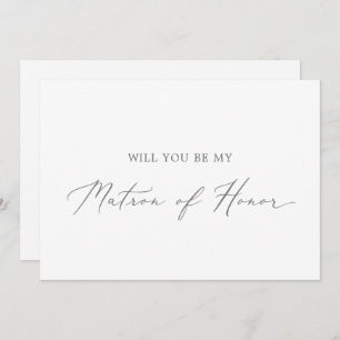 Delicate Silver Matron of Honour Proposal Card