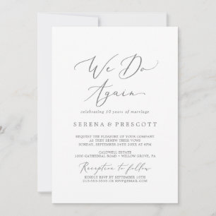 Delicate Silver We Do Again Vow Renewal Invitation