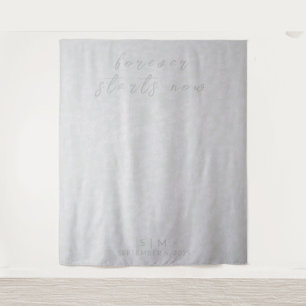 Delicate Silver Wedding Photo Backdrop Tapestry
