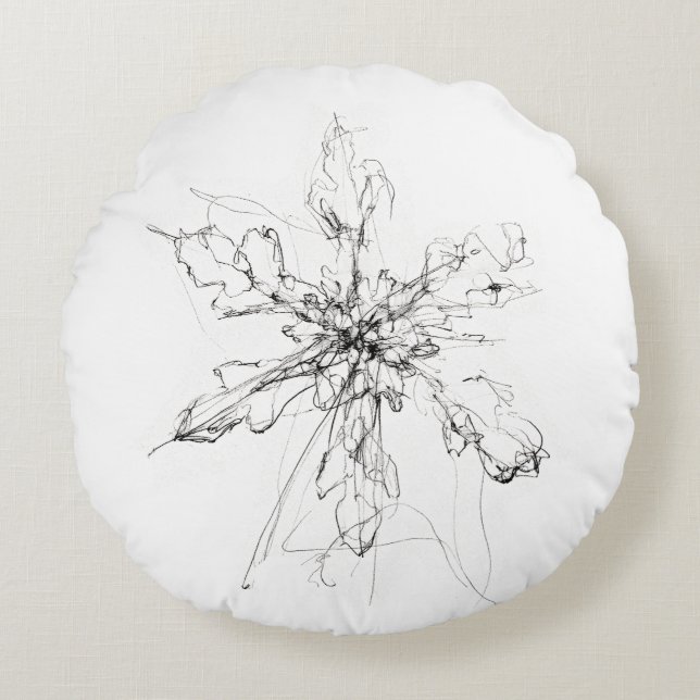 Delicate Single Snowflake  Round Cushion (Front)
