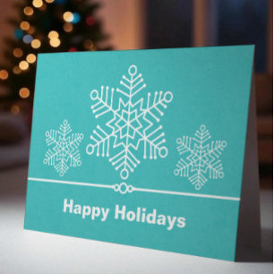 Delicate Snowflakes Christmas Card, Turquoise Holiday Card