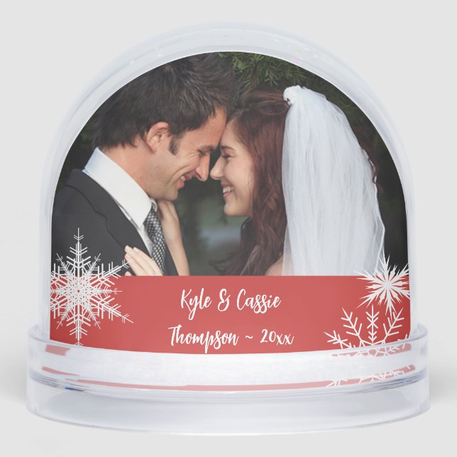 Delicate Snowflakes Double Photo Snowglobe (Front)