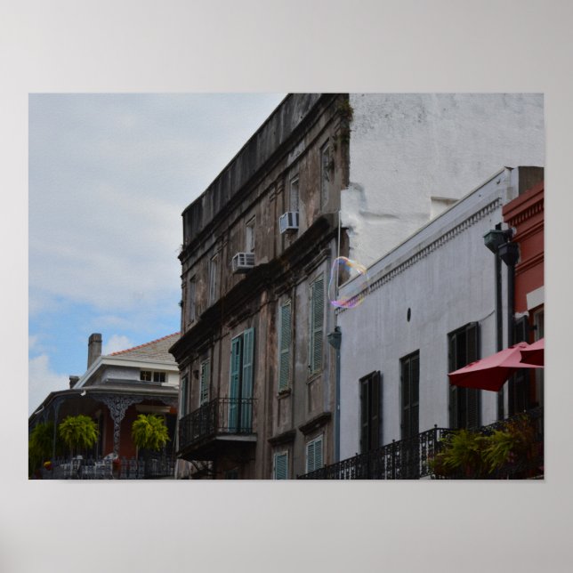 Delicate Soap Bubble Drifting Up in New Orleans Poster (Front)