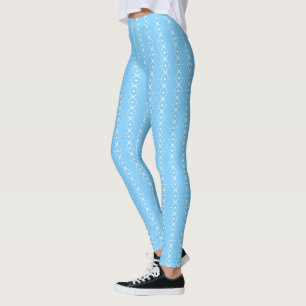 Delicate Soft Baby Blue Diamond Striped Pattern Leggings