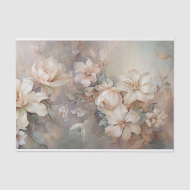 Delicate, Soft Beautiful Elegant Florals Decoupage Tissue Paper (Front)