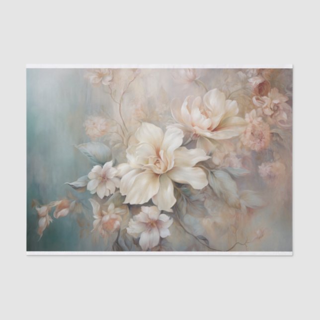 Delicate, Soft Beautiful Elegant Florals Decoupage Tissue Paper (Front)