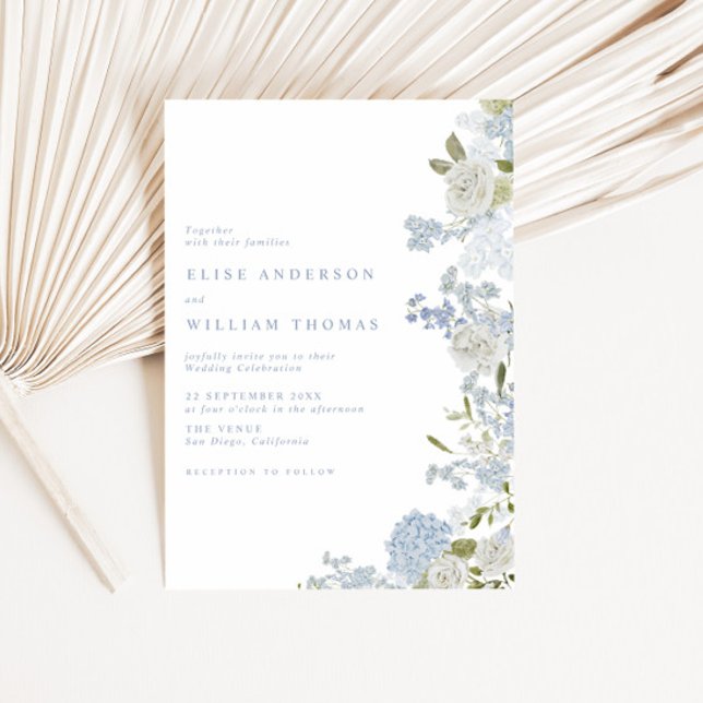 Delicate Soft Blue Floral Wedding Invitation (Creator Uploaded)