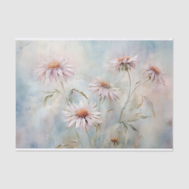 Delicate, Soft Elegant Daisy Florals Decoupage Tissue Paper (Front)