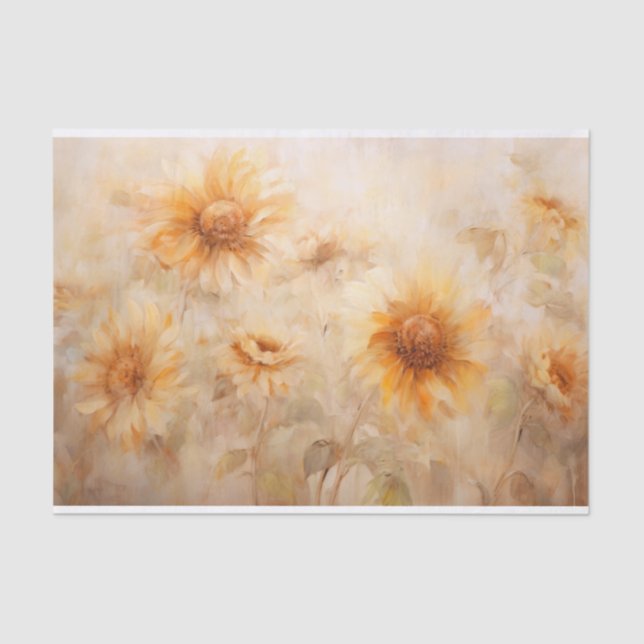 Delicate, Soft Elegant Sunflower Florals Decoupage Tissue Paper (Front)