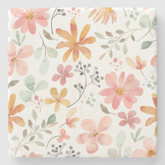 Delicate Soft Floral Cottagecore Home Decor Stone Coaster