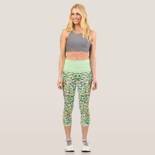 Delicate soft intricate floral pattern capri leggings