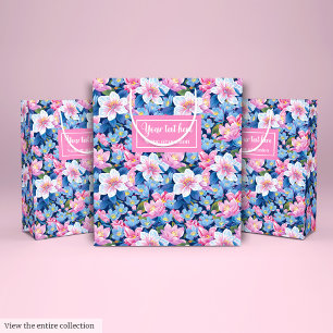 Delicate soft pastel pink floral gift bag wrap