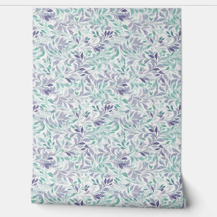 Delicate Soft pastel purple and sage green leaves Wallpaper