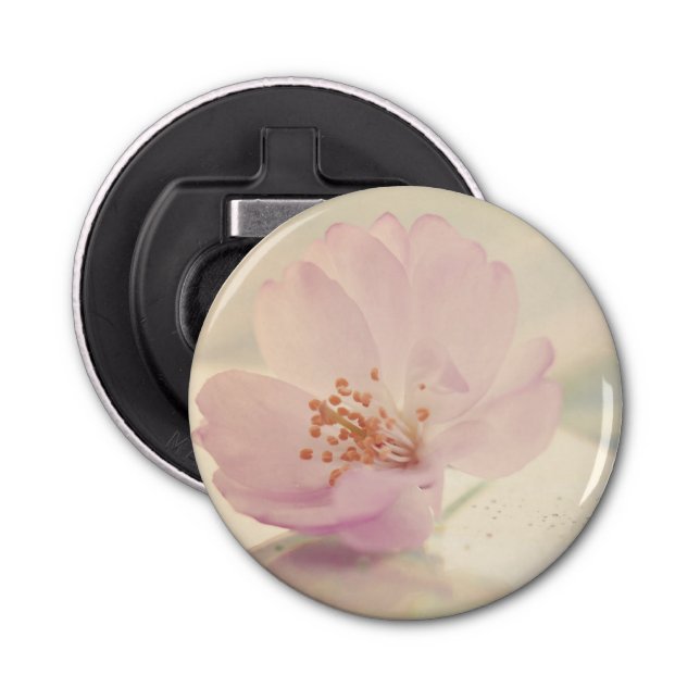 Delicate Soft Pink Cherry Blossom Flower Bottle Opener (Front)