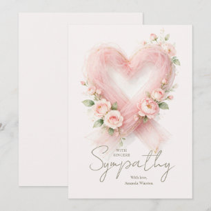 Delicate Soft Pink Ribbon Heart Sympathy AML26