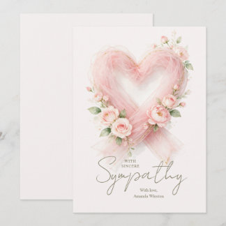 Delicate Soft Pink Ribbon Heart Sympathy AML26