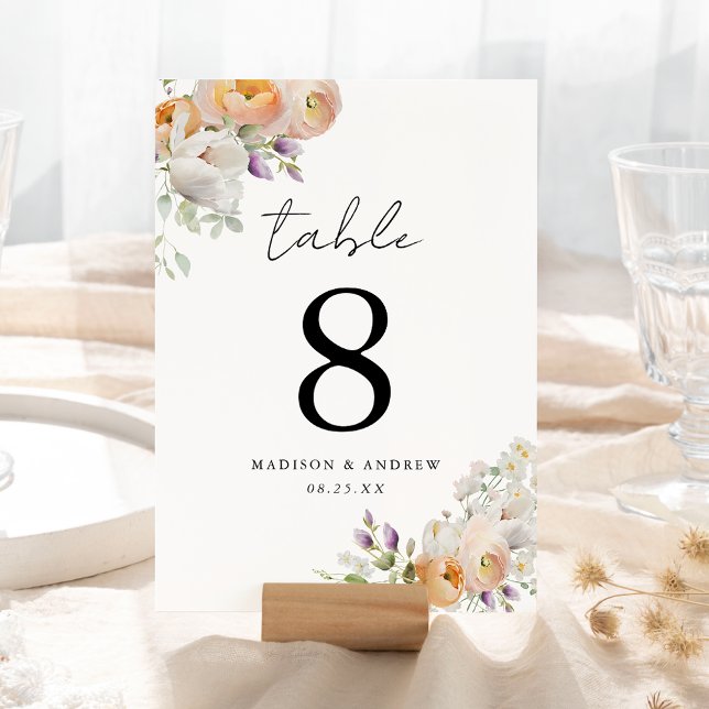 Delicate Spring Floral Wedding Table Number (Creator Uploaded)