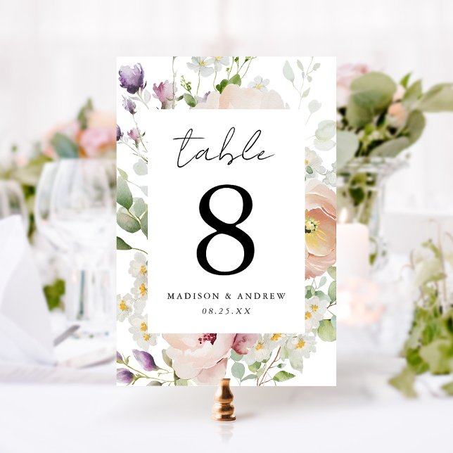 Delicate Spring Floral Wedding Table Number (Creator Uploaded)