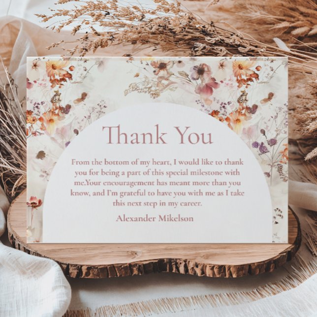Delicate Spring Flowers Graduation Thank You Card (Creator Uploaded)