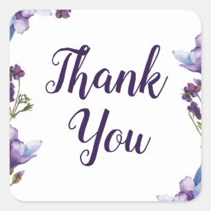 Delicate Spring Flowers Purple Floral Wedding Square Sticker