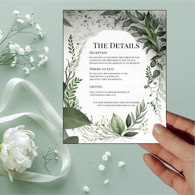 Delicate Spring Leaves Encircling Details Invitation (Creator Uploaded)