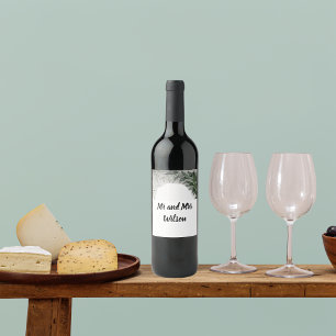 Delicate Spring Leaves Wedding  Wine Label